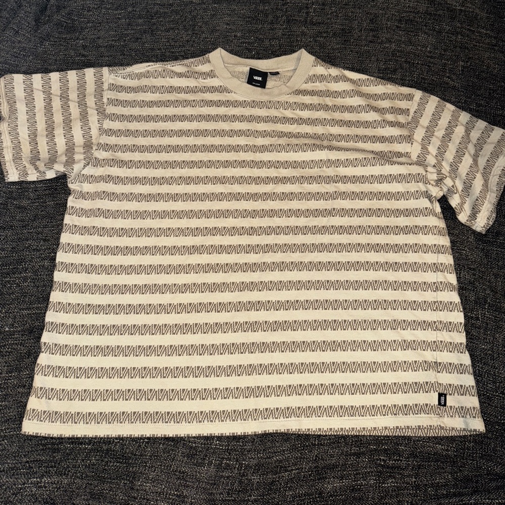 Vans Men's Palmer Jacquard Knit T-Shirt XXL London Fog Beige Loose Fit - Picture 2 of 9